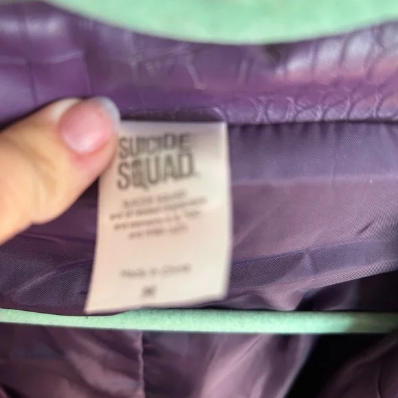 Purple Women's Long Faux Leather Trench Coat - Picture 3 of 3